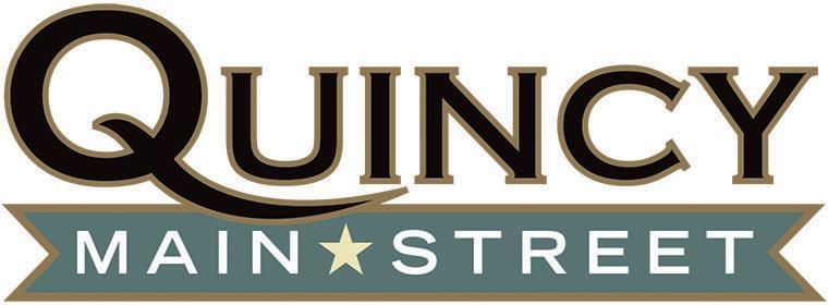 Quincy Main Street logo with gold “Quincy” text over a teal banner
