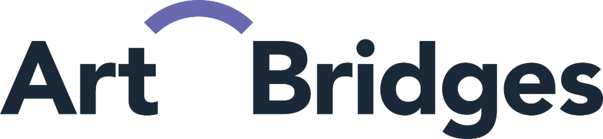 Art Bridges logo with dark blue text and a curved blue arch above the words.