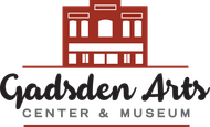 Gadsden Arts Center & Museum logo with a red building icon and black text