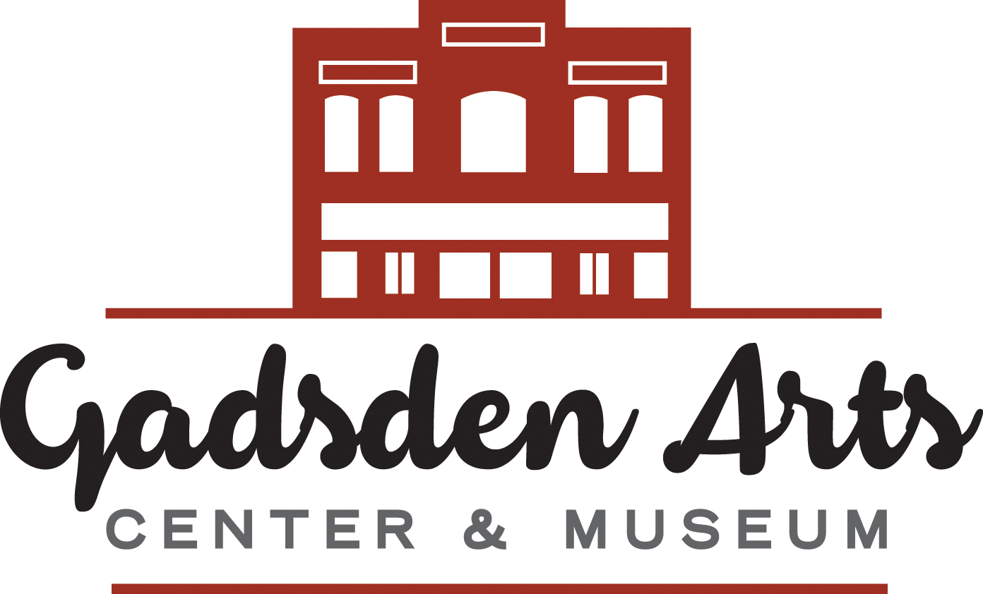 Gadsden Arts Center & Museum logo with a red building icon and black text
