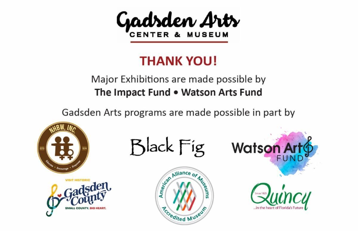 Thank-you sponsor slide for Gadsden Arts, with multiple organization logos on a white background.