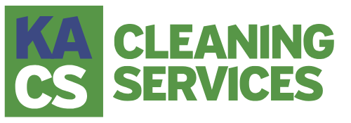 Logo for KA Cleaning Services: blue and white letters