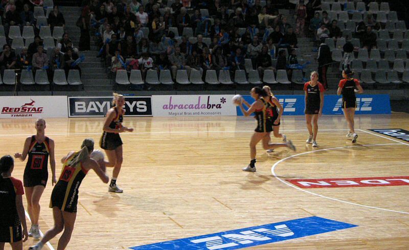 Netball game. Abracadabra sponsored the Magic NZ netball team. 