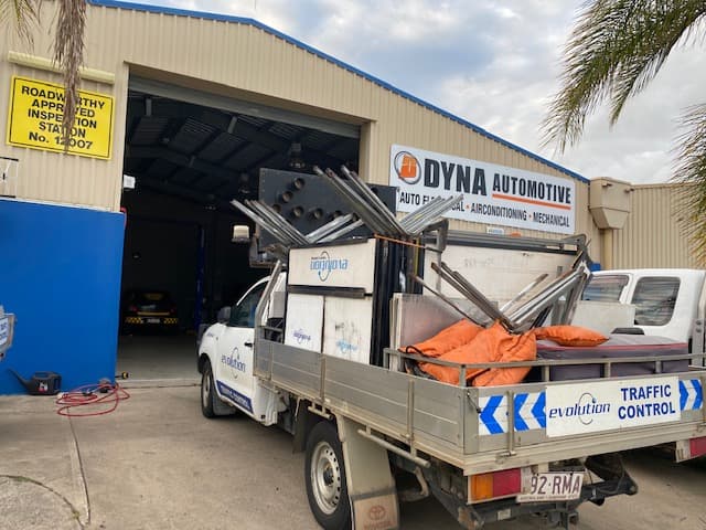 Ute Parked in Front of Mechanic's Garage — Dyna Automotive in Paget, QLD