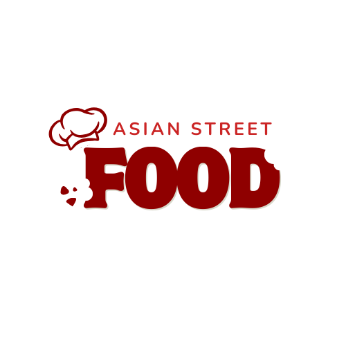 Asian Street Food logo with a chef's hat, text, and a bite taken out of the word