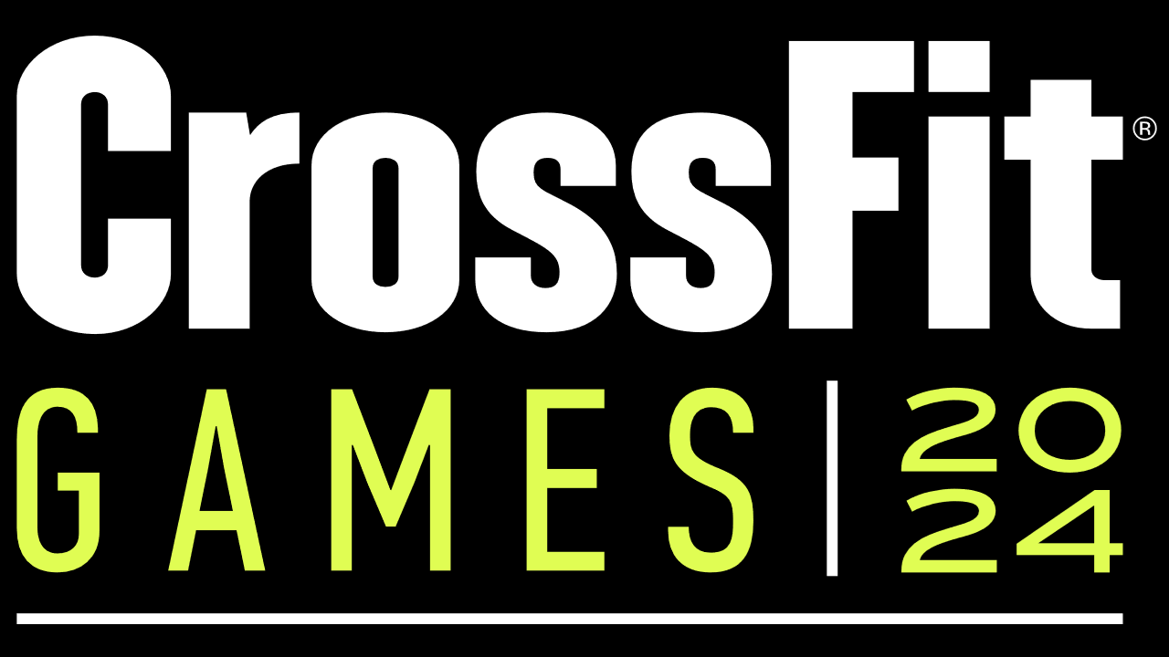 The logo for crossfit games is white and green on a black background.