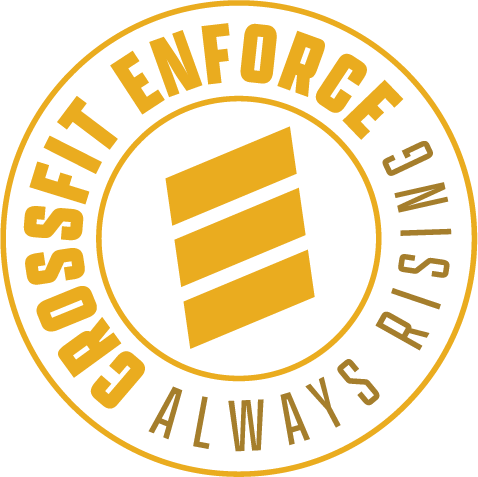 A logo for crossfit enforce rising always
