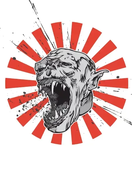 A drawing of a monster with its mouth open
