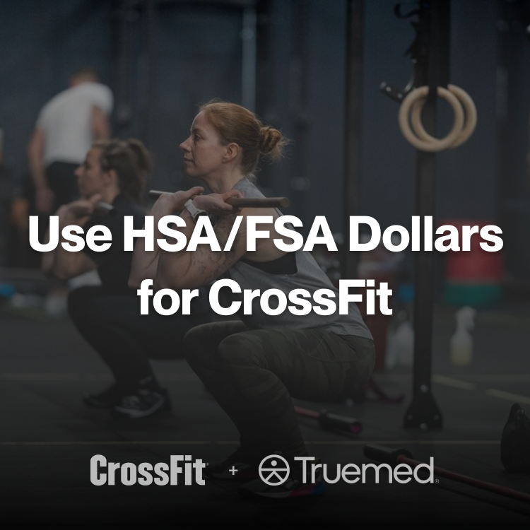 A woman squatting with the words use hsa / fsa dollars for crossfit
