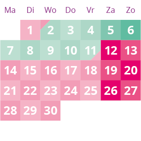 Een kalender met de maand maart in het roze