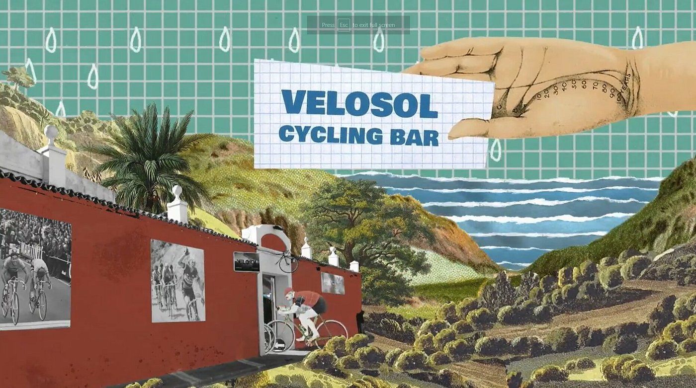 Een hand houdt een bord vast waarop staat velosol fietsbar