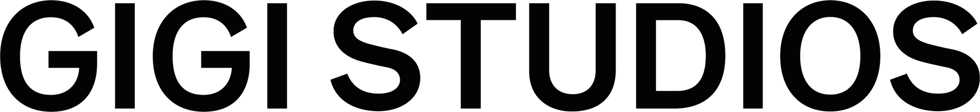 Un logo in bianco e nero per gigi studios su uno sfondo bianco