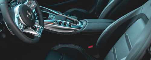 clean seats and center console of a Mercedes