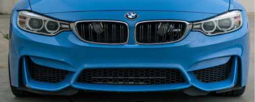blue BMW front end and grille