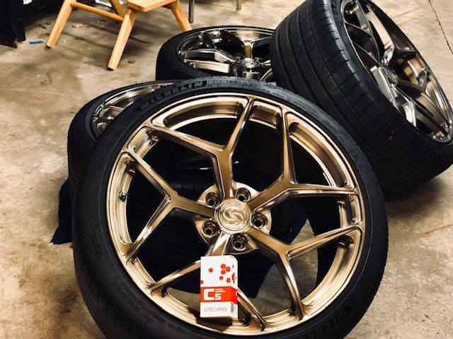 bronze wheels that have been freshly ceramic coated
