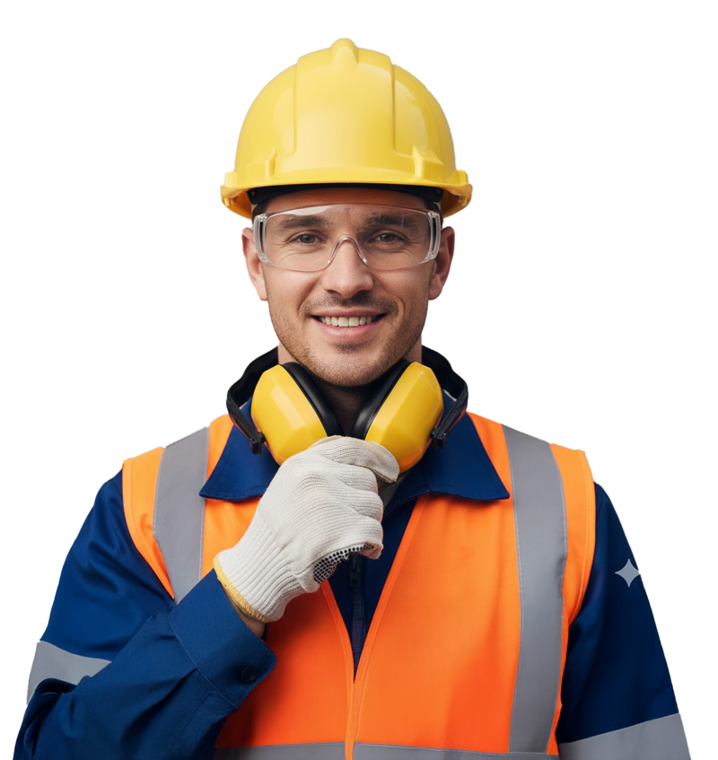 Construction worker wearing safety gear