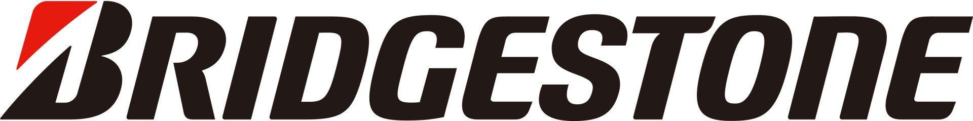 Logo Bridgestone in nero e rosso su sfondo bianco.