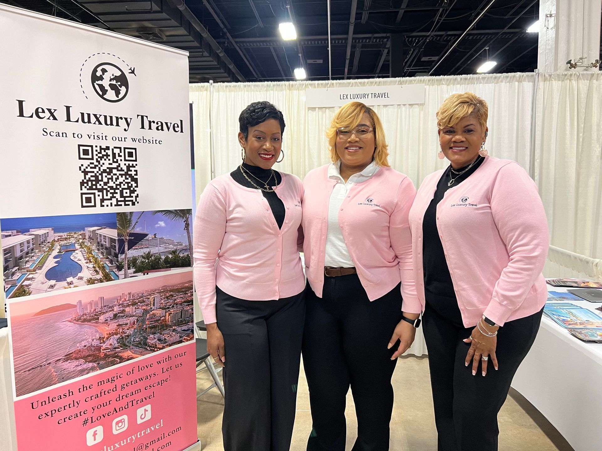 Lex Luxury Travel team at a travel event connecting with clients and promoting travel services