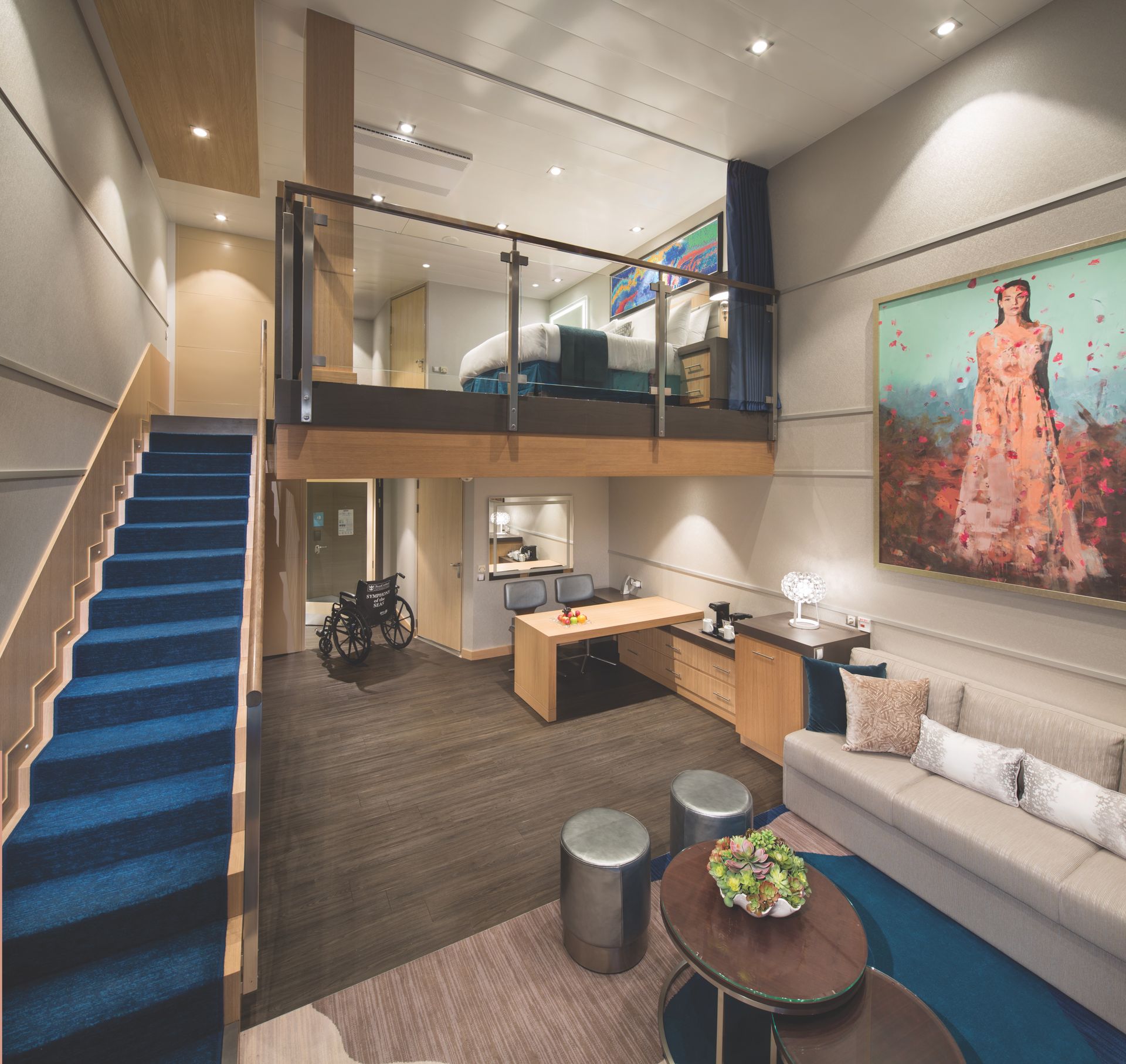 Modern cruise ship suite interior featured for the Super Cruise 2026 group trip