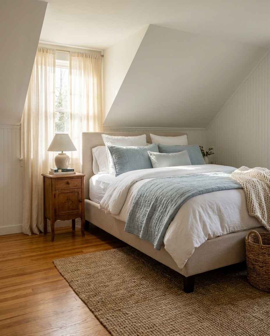 Warm oak hardwood flooring in a Rockville, MD bedroom