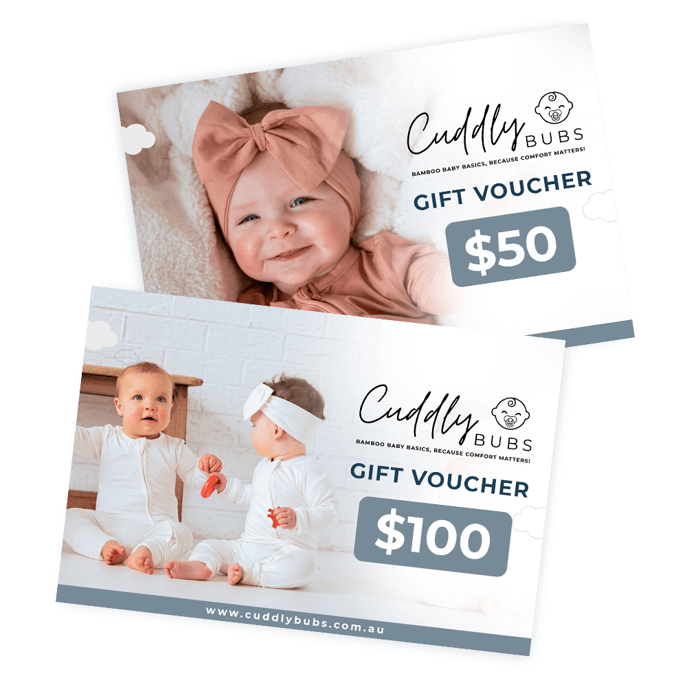 Cuddly Bubs bamboo baby clothes gift cards
