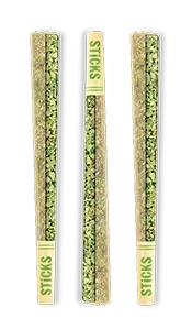 Three pre-rolled cannabis joints with 