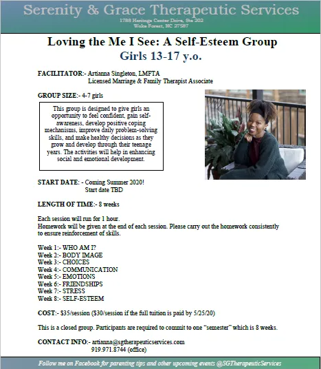 A flyer for serenity and grace therapeutic services