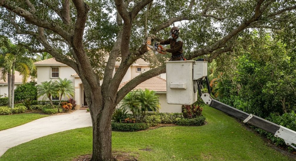 Professional tree care in action in Weston Florida