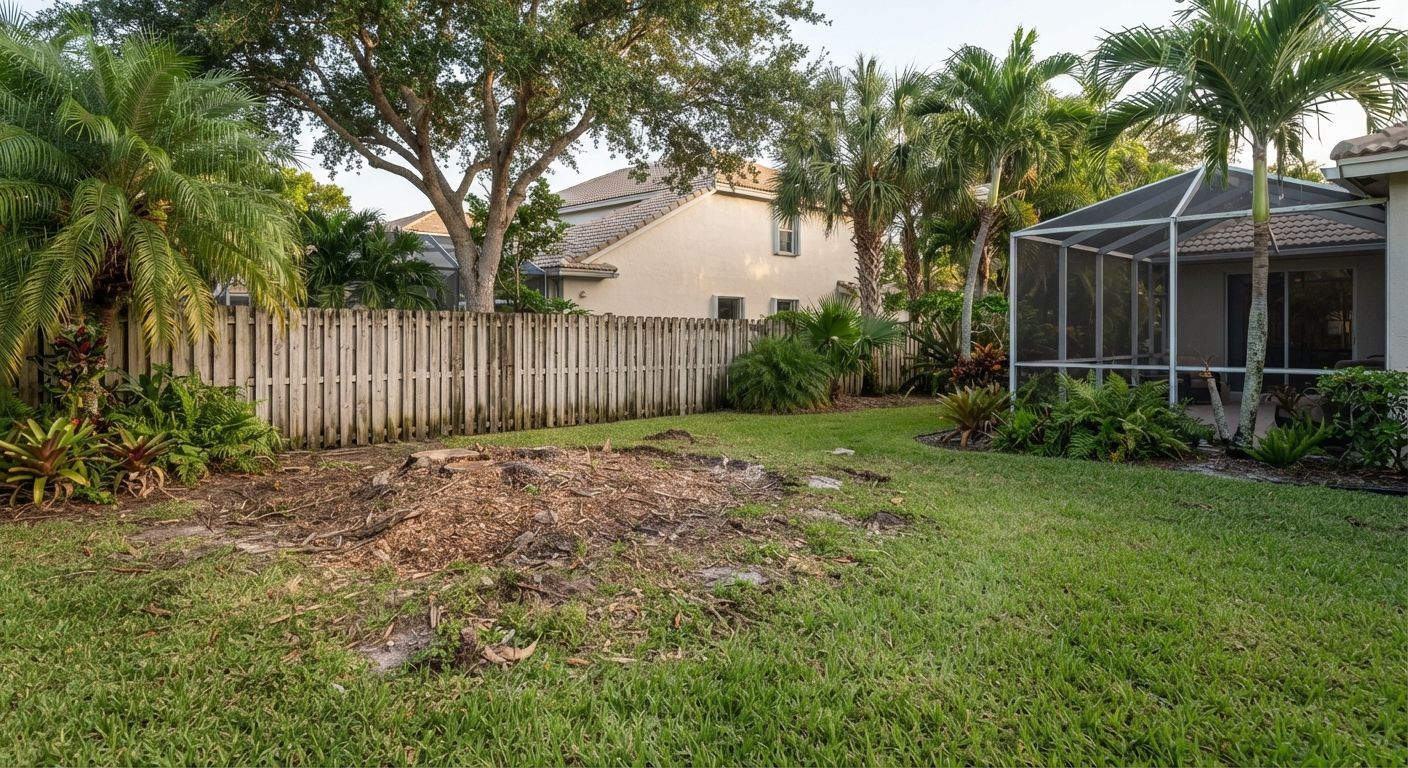 Finished backyard tree removal project in Weston Florida