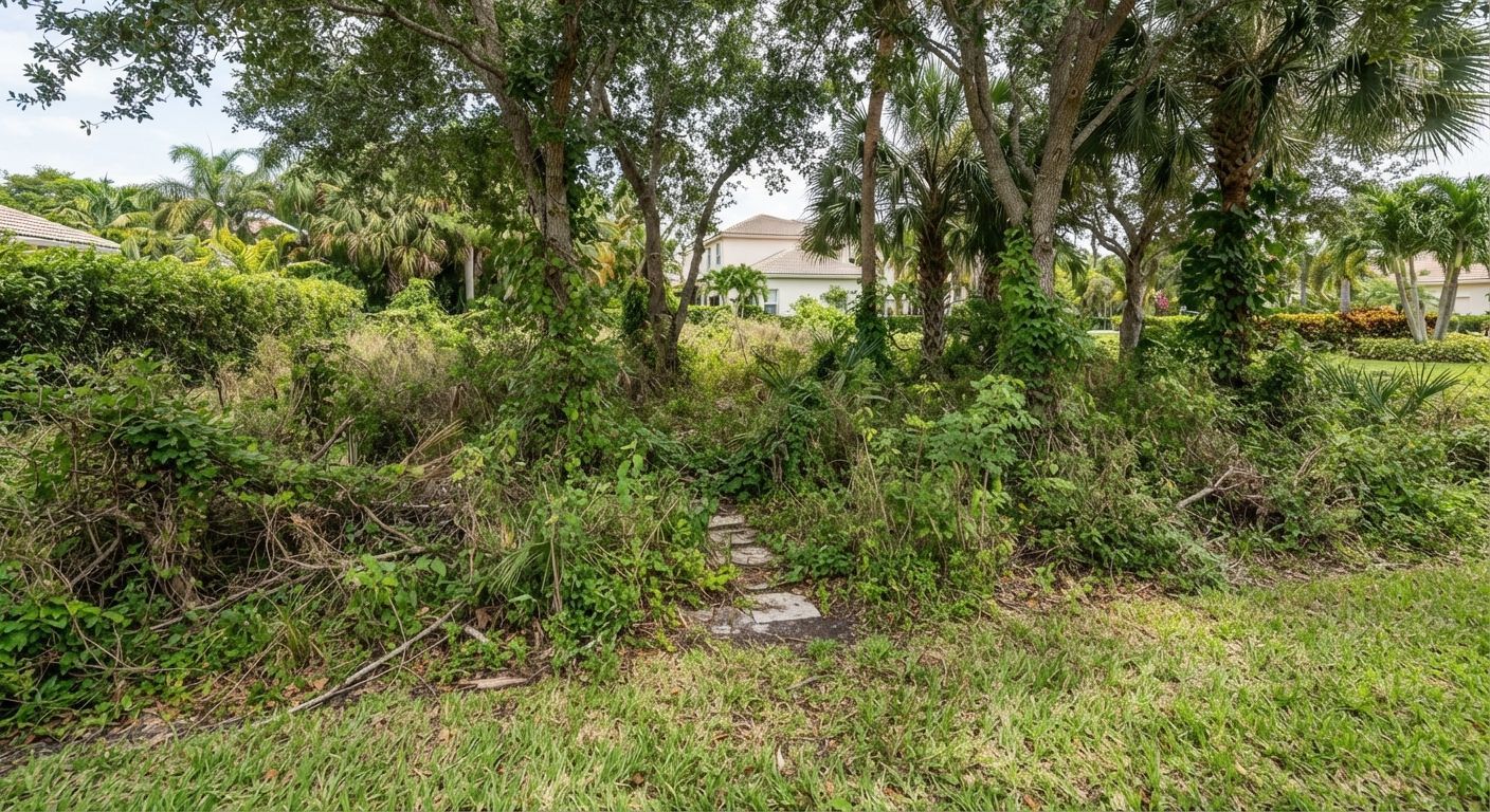Overgrown property needing land clearing in Weston Florida