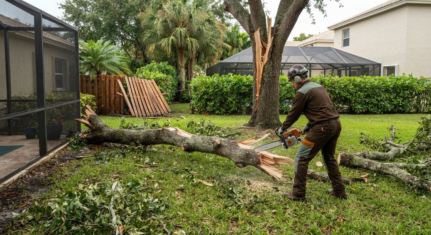 Emergency storm-damaged tree cleanup in Weston Florida