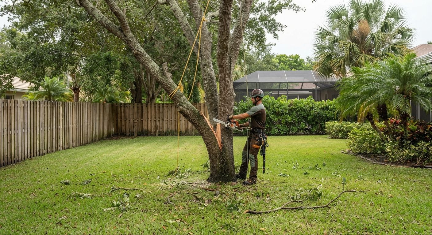 Emergency removal of a storm-split tree in Weston Florida