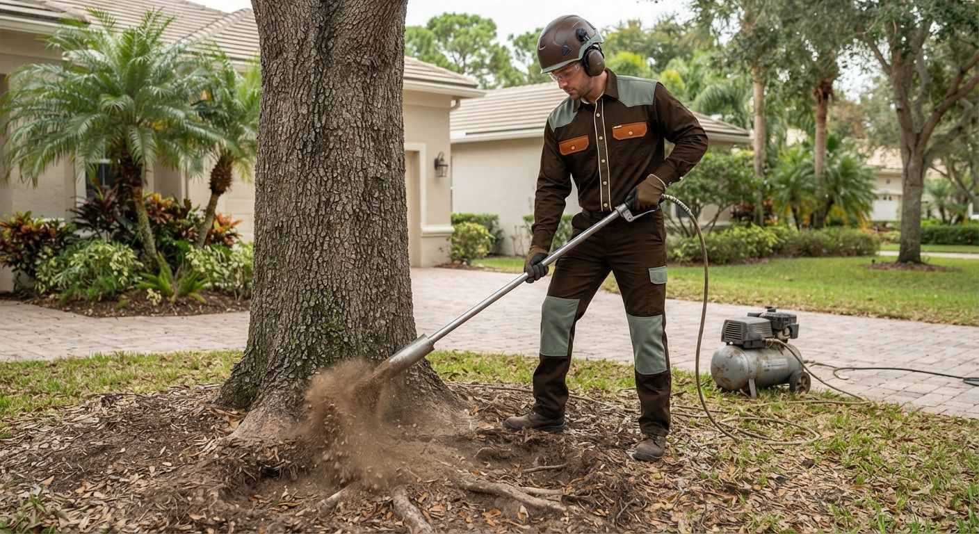Tree specialist using professional root care equipment in Weston Florida