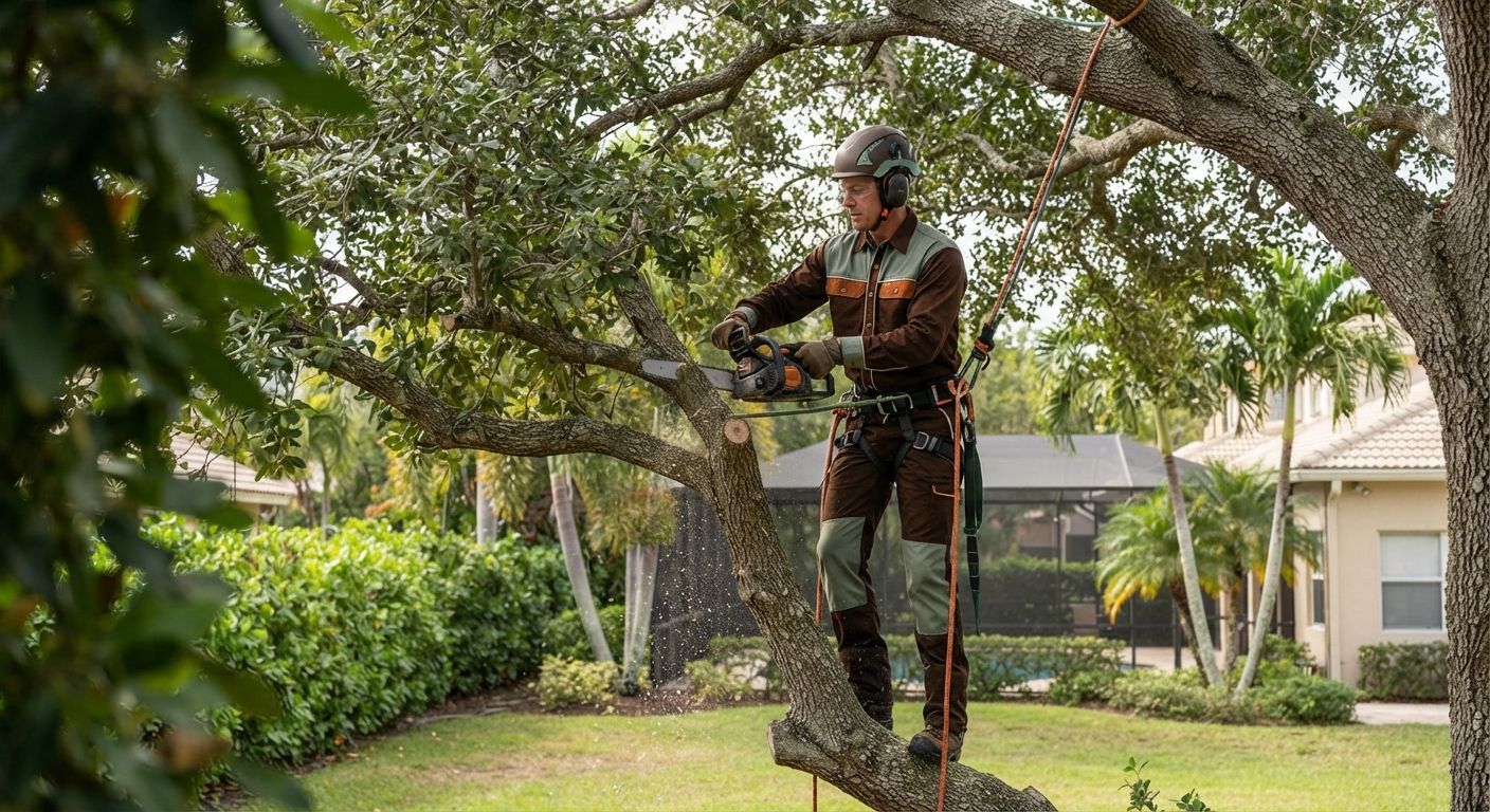 Professional tree pruning project in Weston Florida
