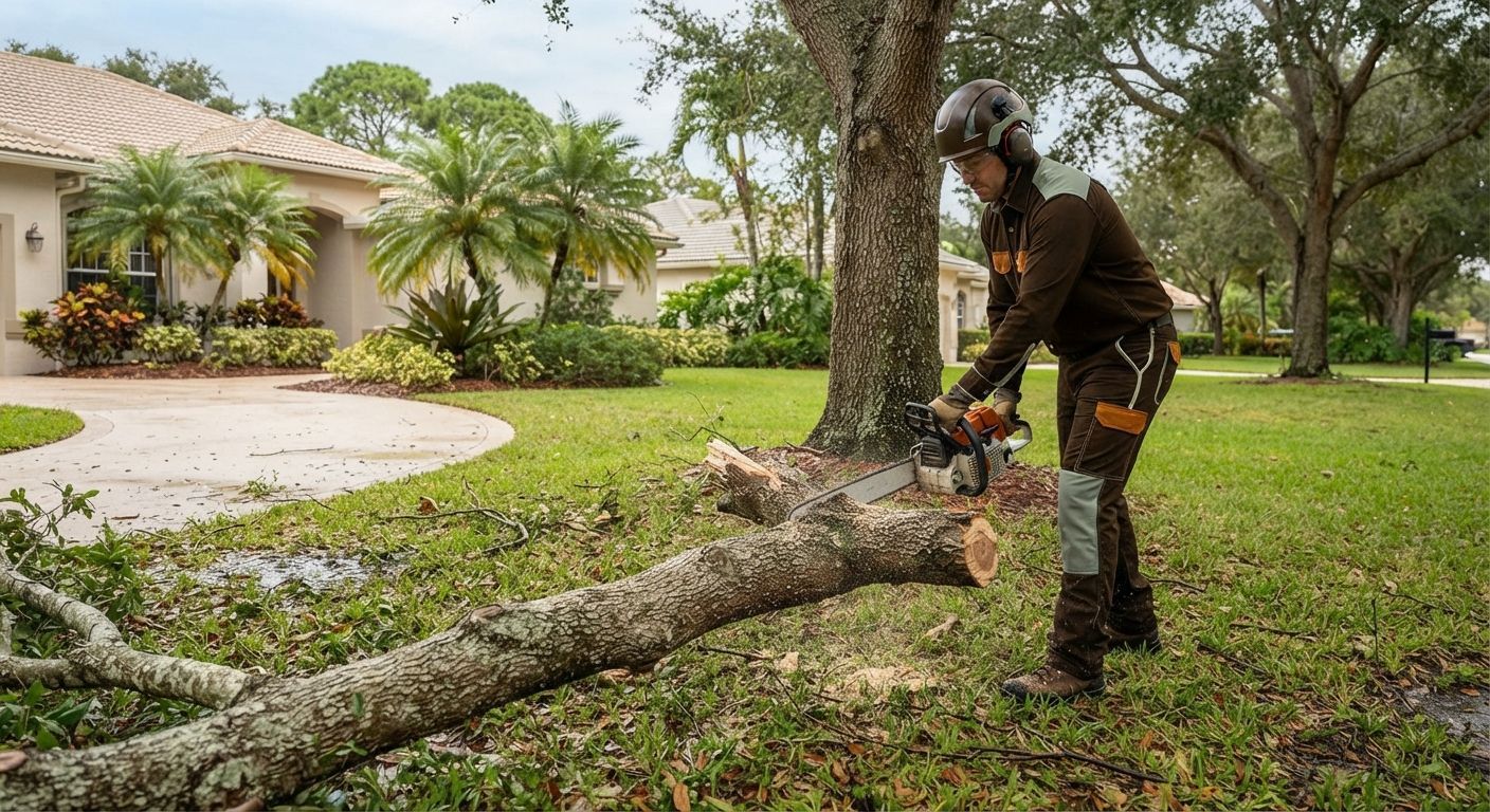 Storm-damaged tree cleanup project in Weston Florida