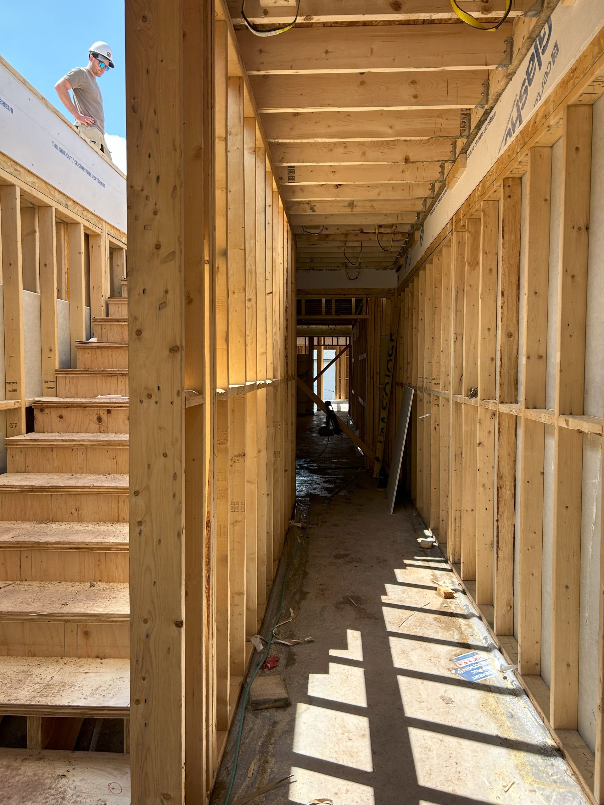framing residential building close up