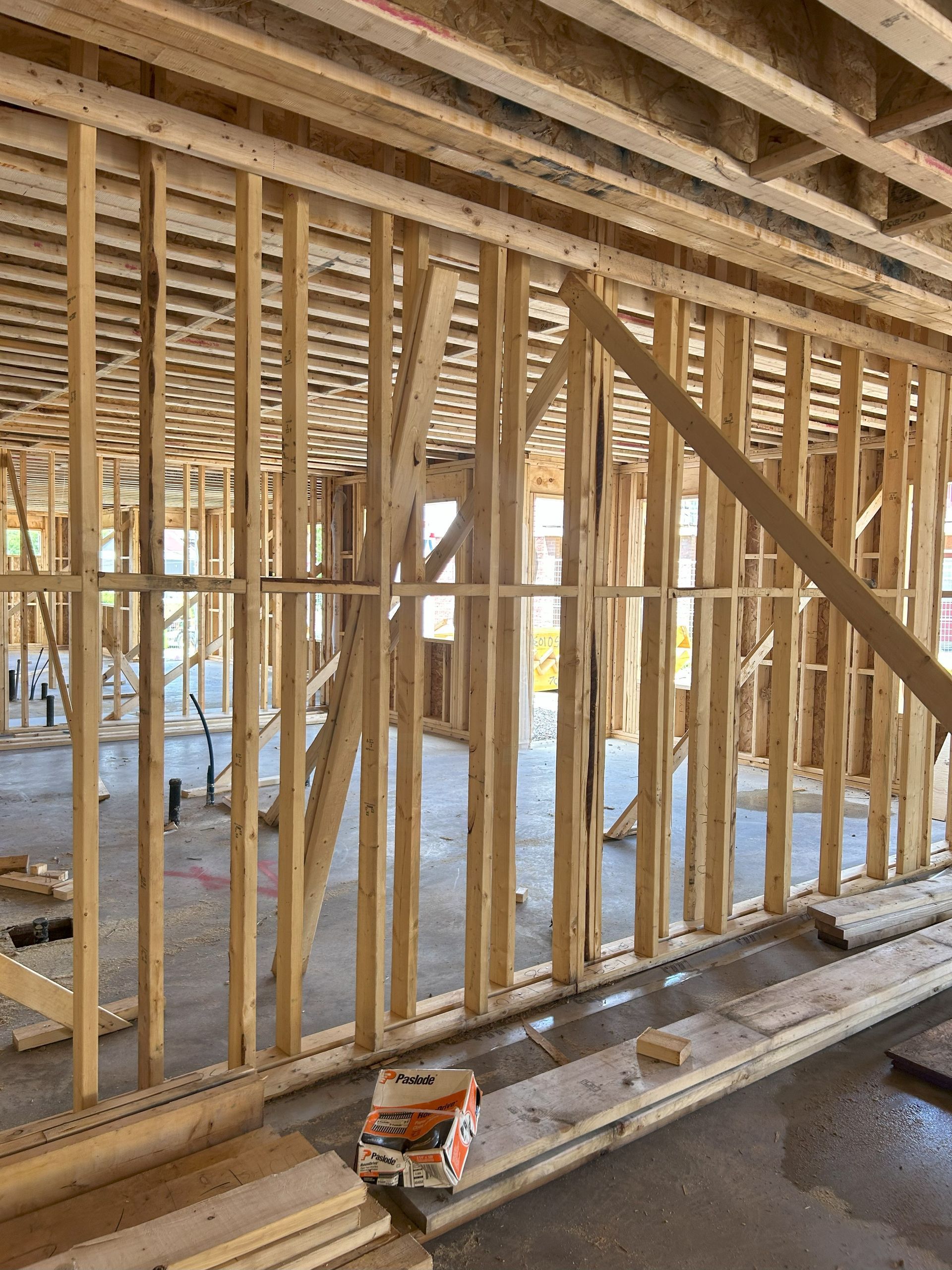 framing residential building, close up