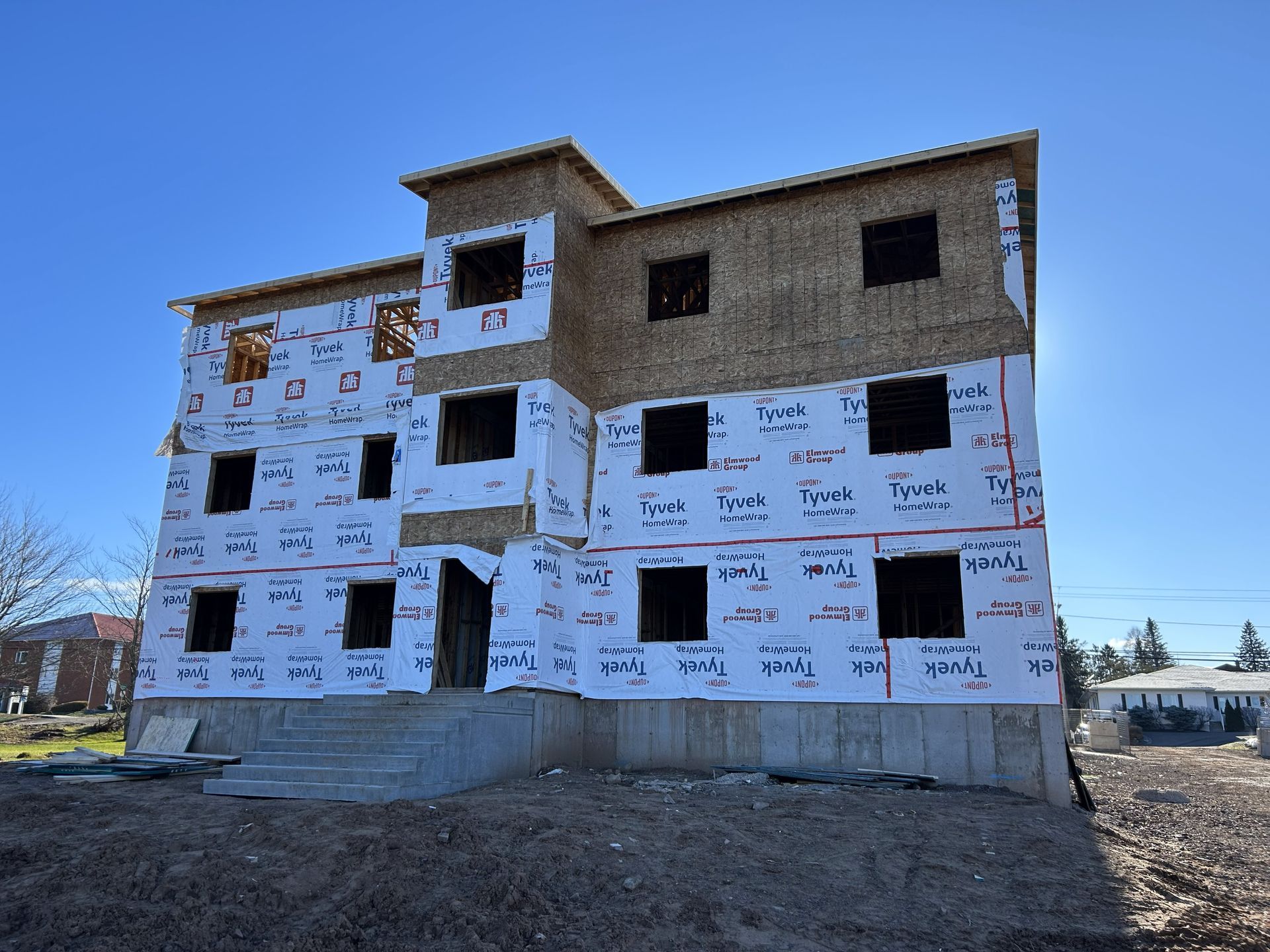 progress of framing multifamily unit