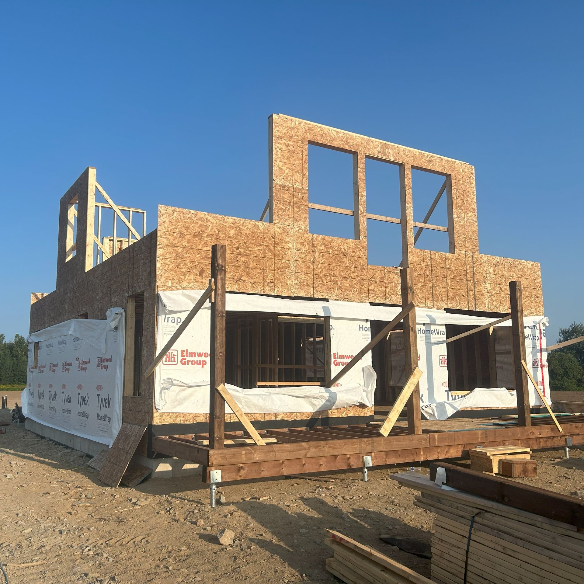 start of framing of house  and garage