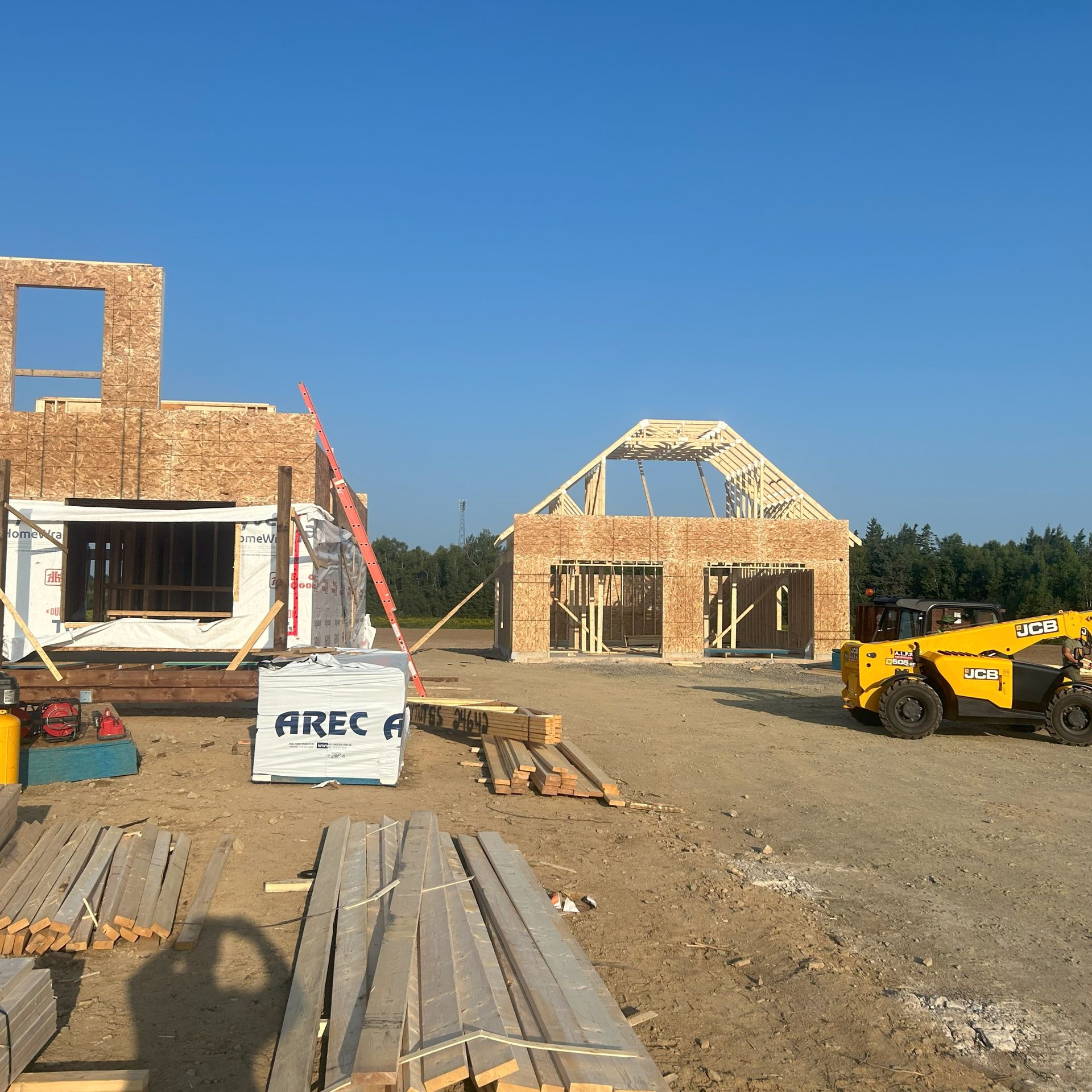 start of framing of house  and garage