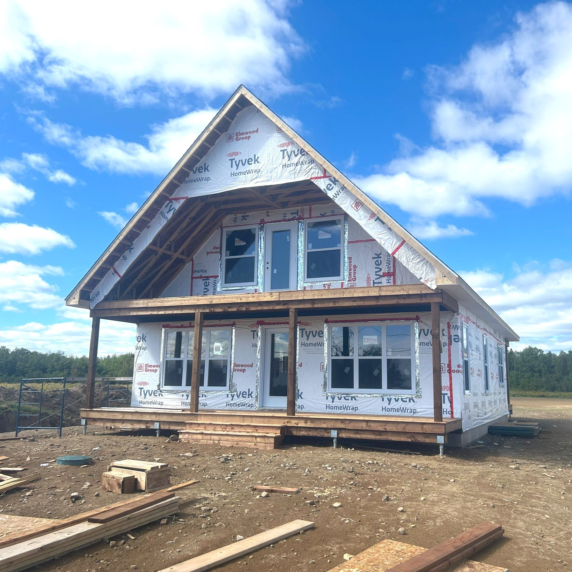 framing and siding of house  and garage
