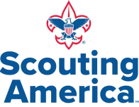 Logo for Scouting America featuring a blue eagle crest above the text