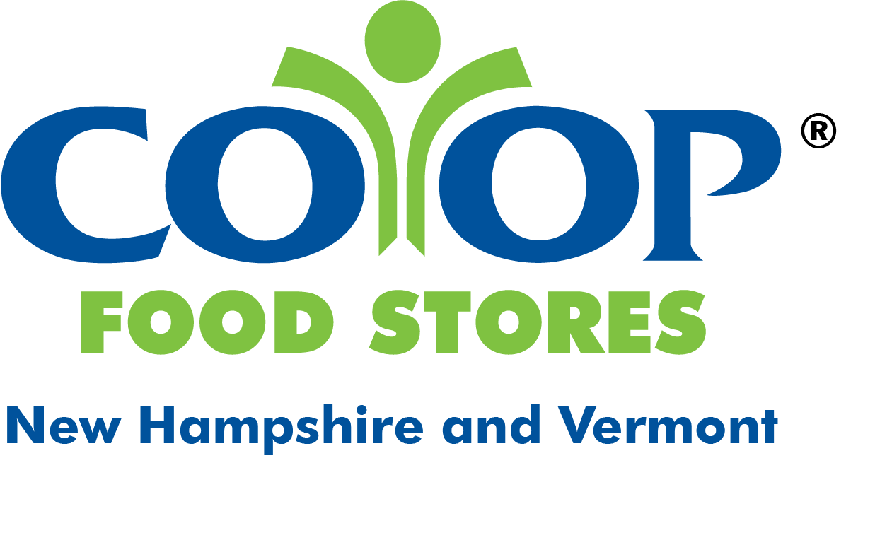 Co-op Food Stores logo with blue and green text, “New Hampshire and Vermont” below