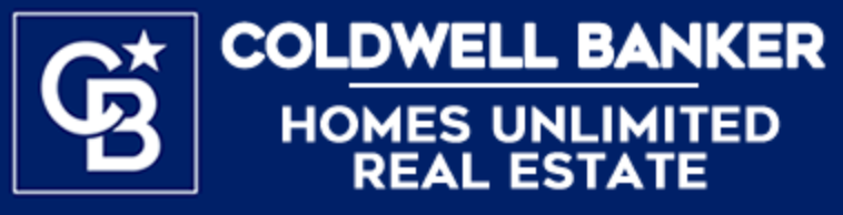 Coldwell Banker Homes Unlimited Real Estate logo in white on a blue background