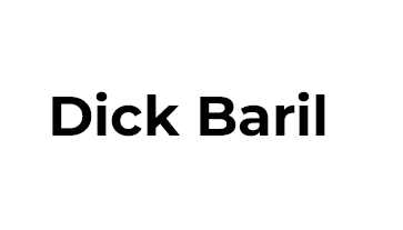 Black text reading “Dick Baril” on a white background