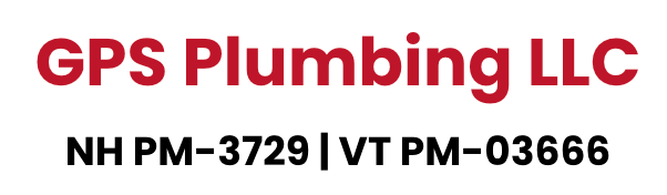 GPS Plumbing LLC logo in red and black with NH PM-3729 and VT PM-03666 text