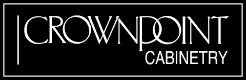 Crown Point Cabinetry logo in white text on a black background
