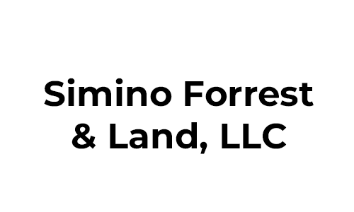 Black text logo reading “Simino Forrest & Land, LLC” on a white background