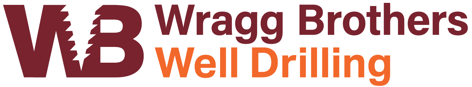 Wragg Brothers Well Drilling logo in maroon and orange text with WB initials