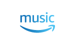 Amazon Music logo with blue text and smile arrow on a white background